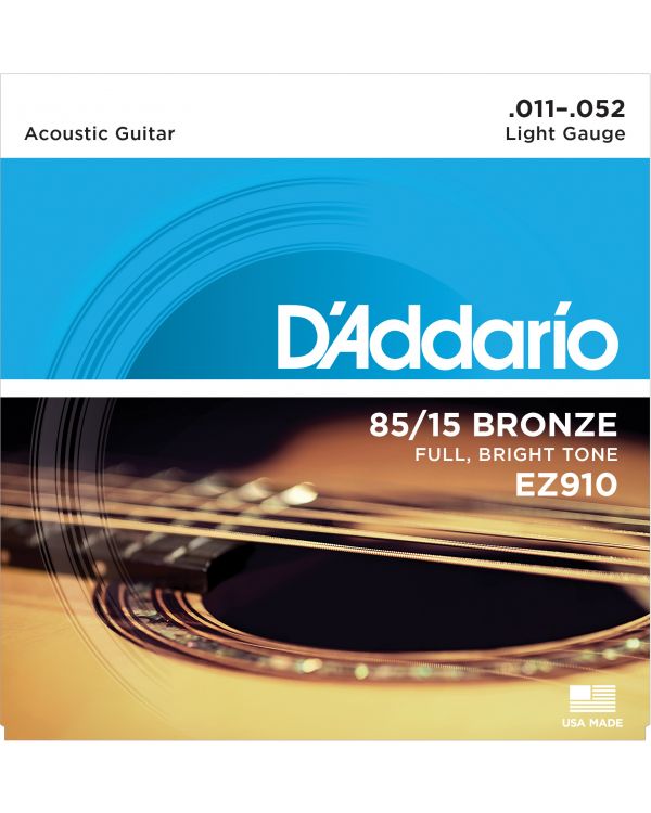 DAddario EZ910 85/15 Bronze Acoustic Guitar Strings, Light, 11-52