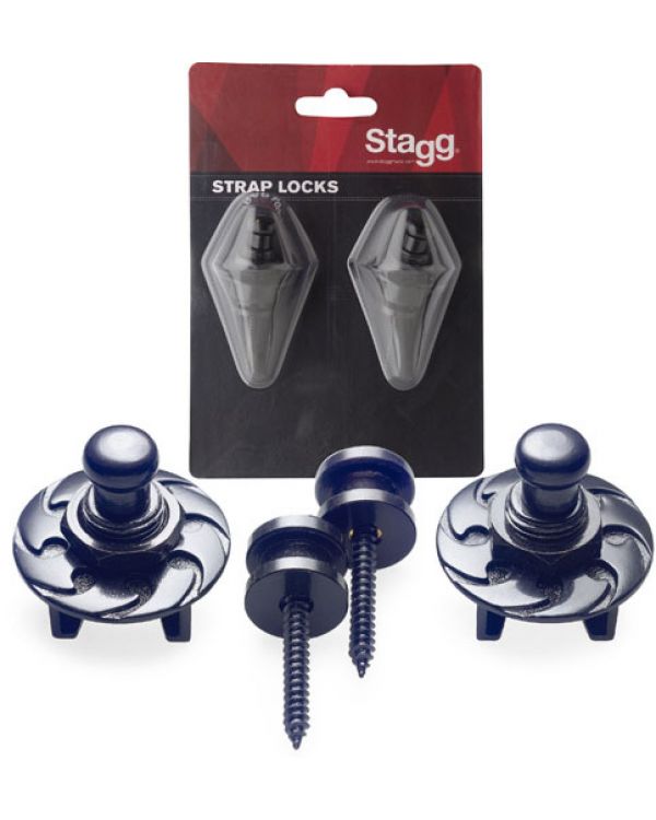 Stagg Black Guitar Strap Buttons with Locks