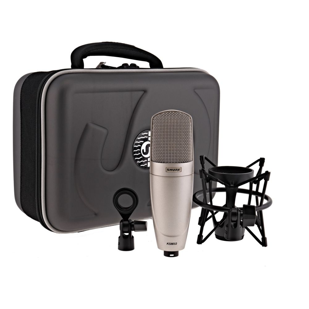 Shure KSM32 SL Cardioid Condenser Microphone Champagne Finish with Shock Mount and Bag