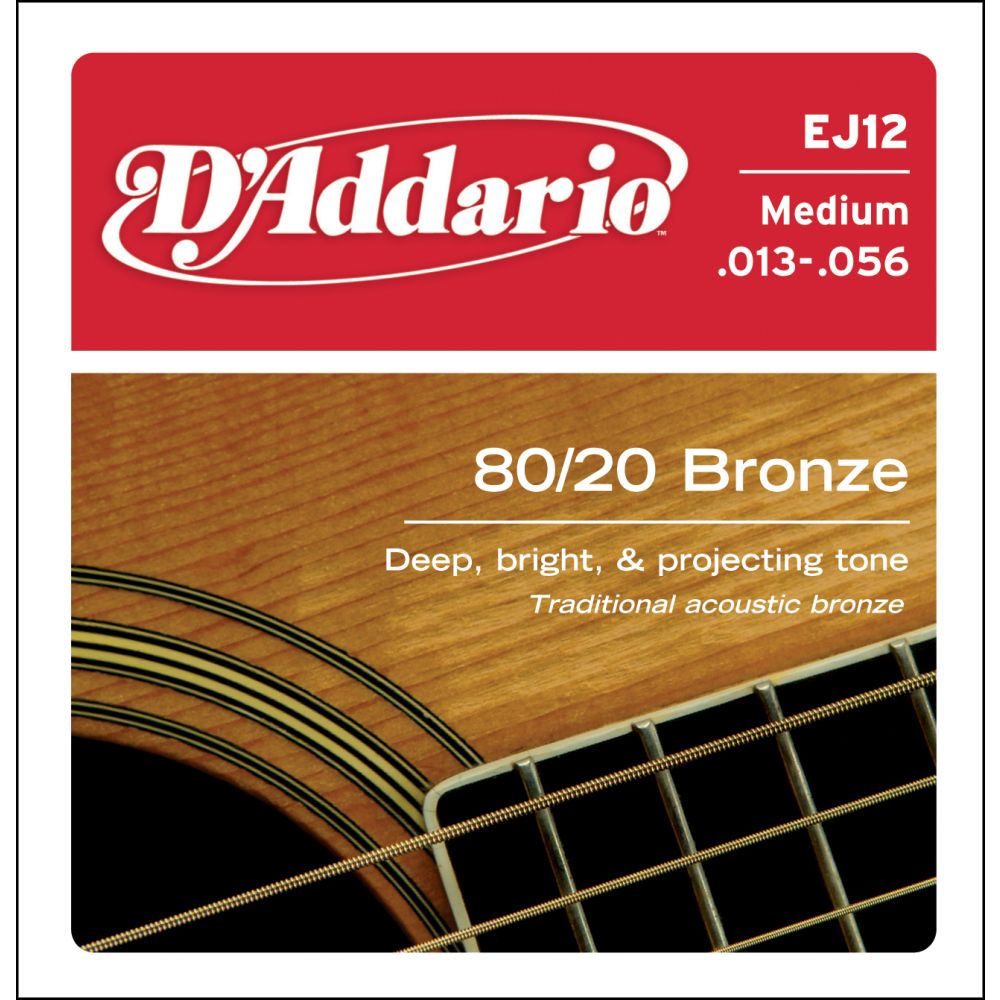 D Addario EJ12 80 20 Bronze Acoustic Guitar Strings Medium 13 56